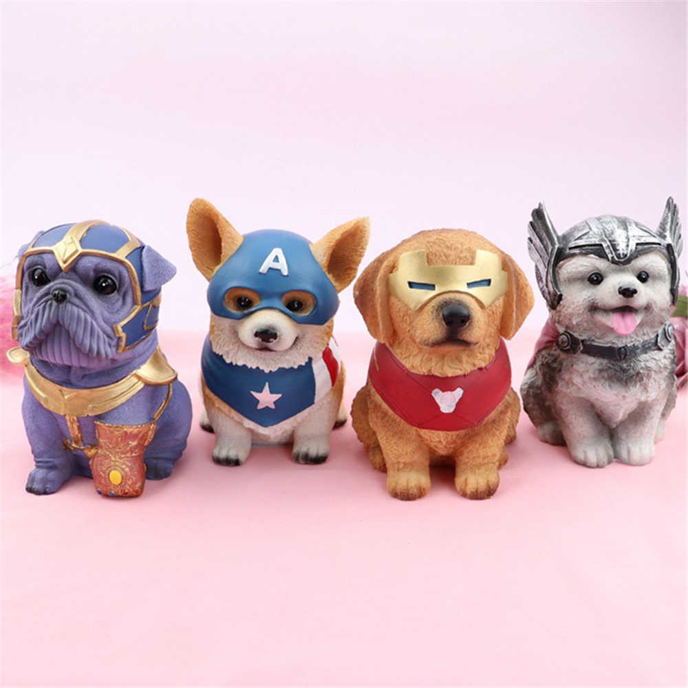 [ĐƯỢC CHỌN MẪU] Mô hình chó con siêu anh hùng Thor, Captain America, Iron Man, Thanos - hòm tiết kiệm