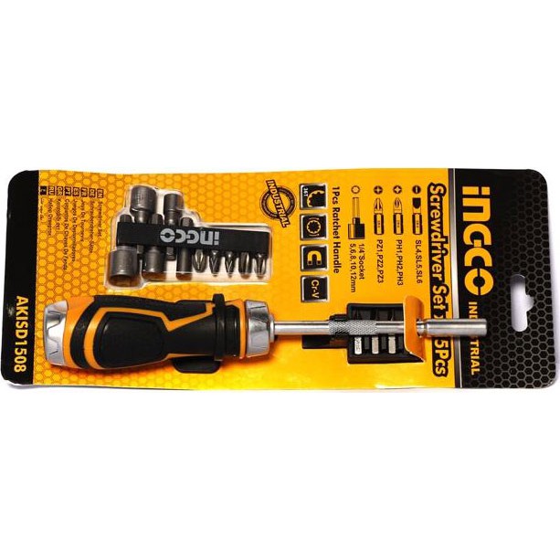 Bộ tuốc nơ vít đa năng 15 chi tiết INGCO AKISD1508