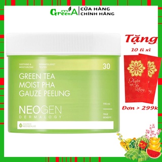 Tẩy Da Chết Trà Xanh Neogen Dermalogy Green Tea Moist PHA Guaze Peeling Pad 30 Miếng [NHẬP KHẨU CHÍNH HÃNG]