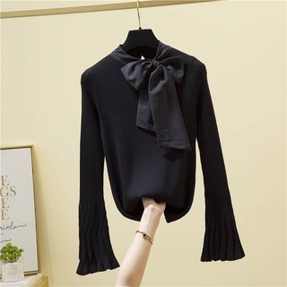 [Hàng order] Áo len cổ thắt nơ điệu đà