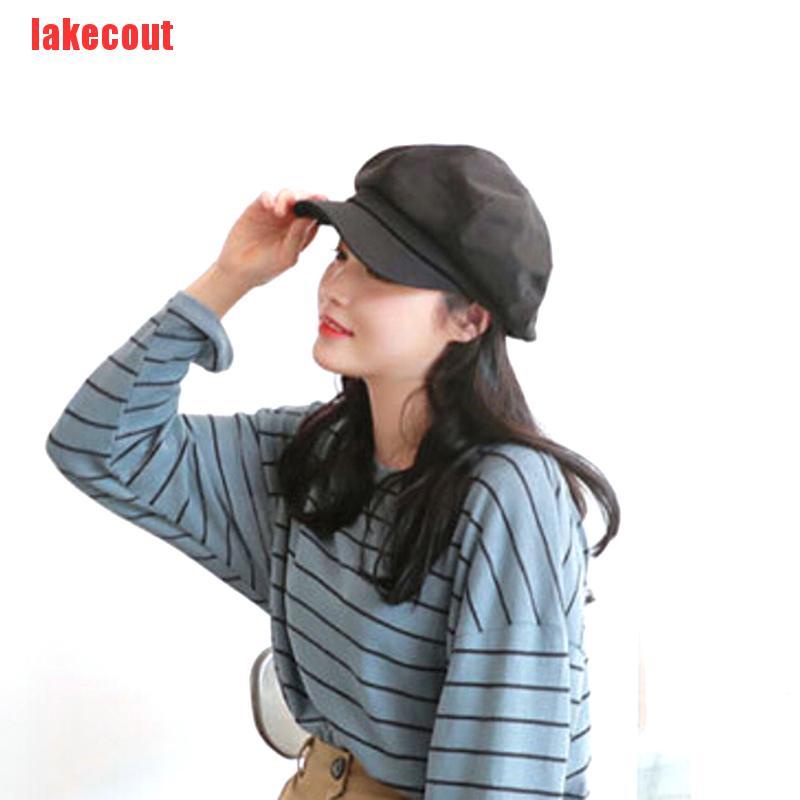{lakecout}Womens Wool Blend Baker Boy Peaked Cap Belet Newsboy Hat with Elastic band YJB