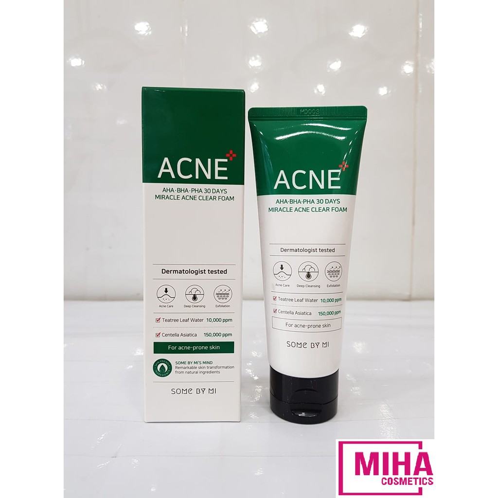 Sữa Rửa Mặt Ngăn Mụn SOME BY MI AHA-BHA-PHA 30 Days Miracel Acne Clear Foam 100ml Hàn Quốc