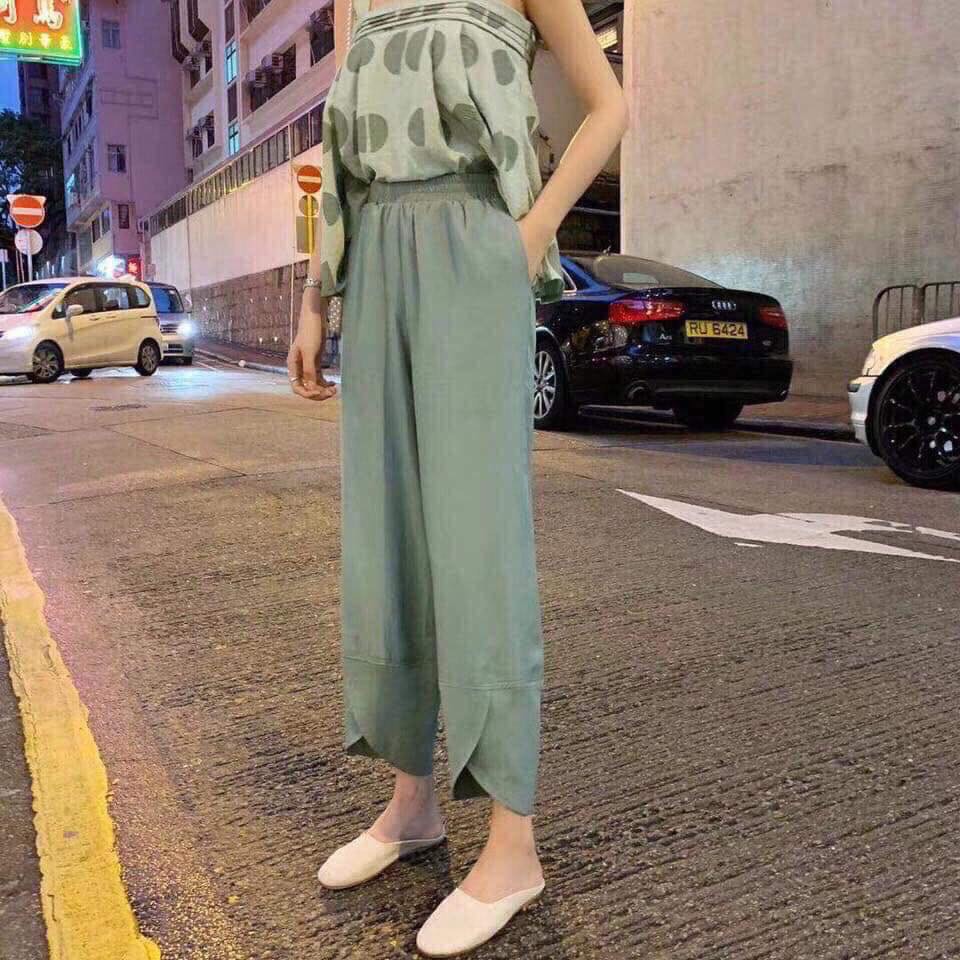 Set áo 2 dây chấm bi xanh