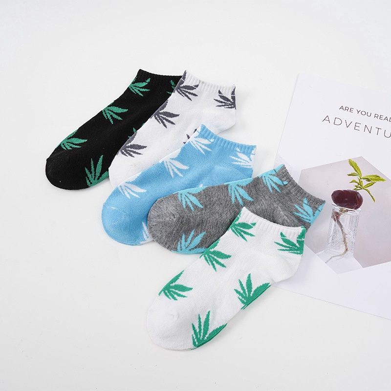 [Mới] Vớ Cotton Cao Cấp Thoải Mái Chất Lượng Cao / Vớ Thể Thao Đường Phố Hàn Quốc Hình Lá Phong Cho Nam