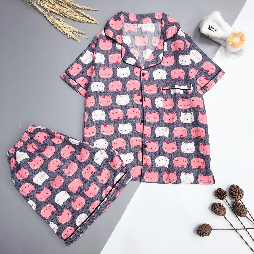 [Bộ Ngủ Pijama Đùi]-Vải Kate Thái Loại 1-Hàng Thiết Kế.