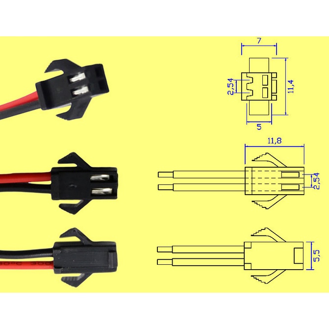 Dây giắc kết nối SM - 2P 3P đầu cái