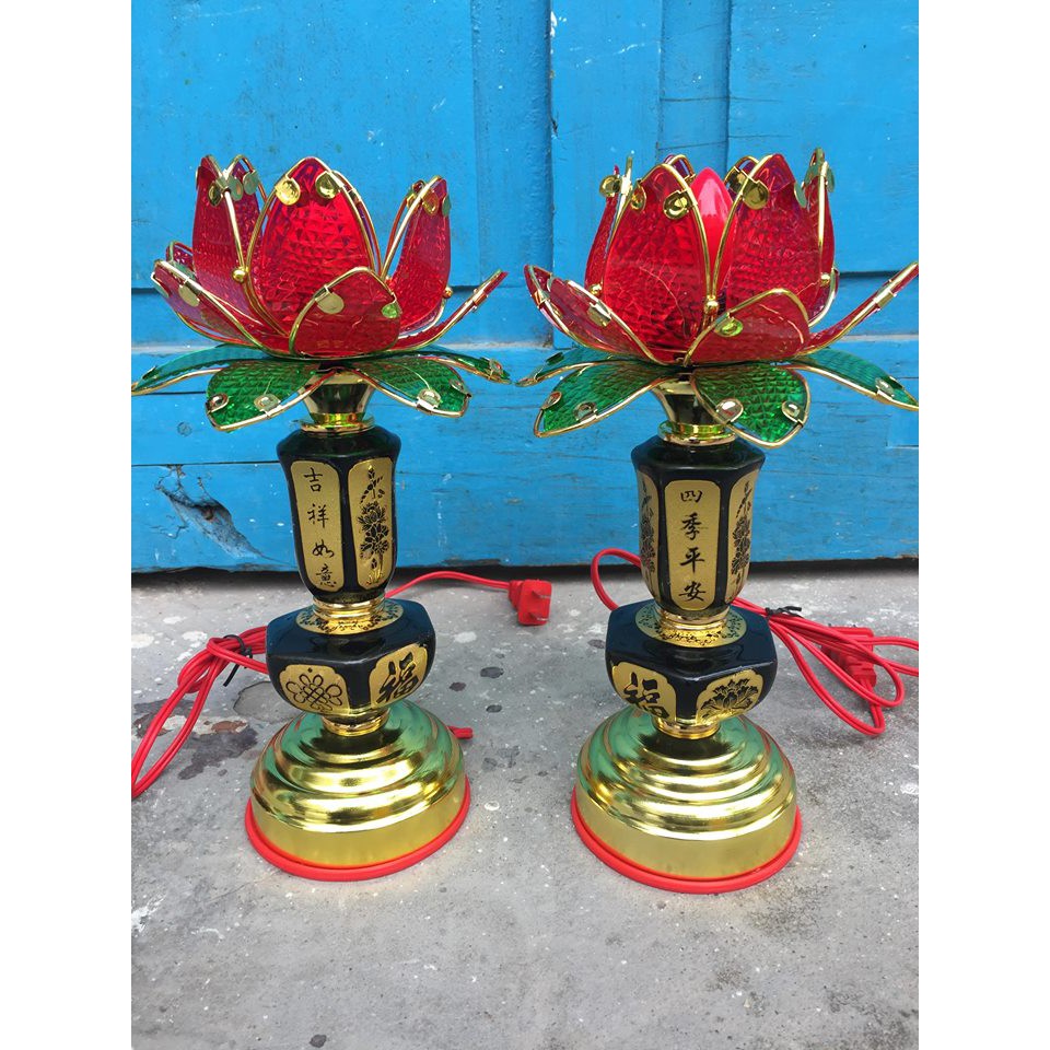 Combo 2 chiếc đèn thờ sen 1 bông 33cm to