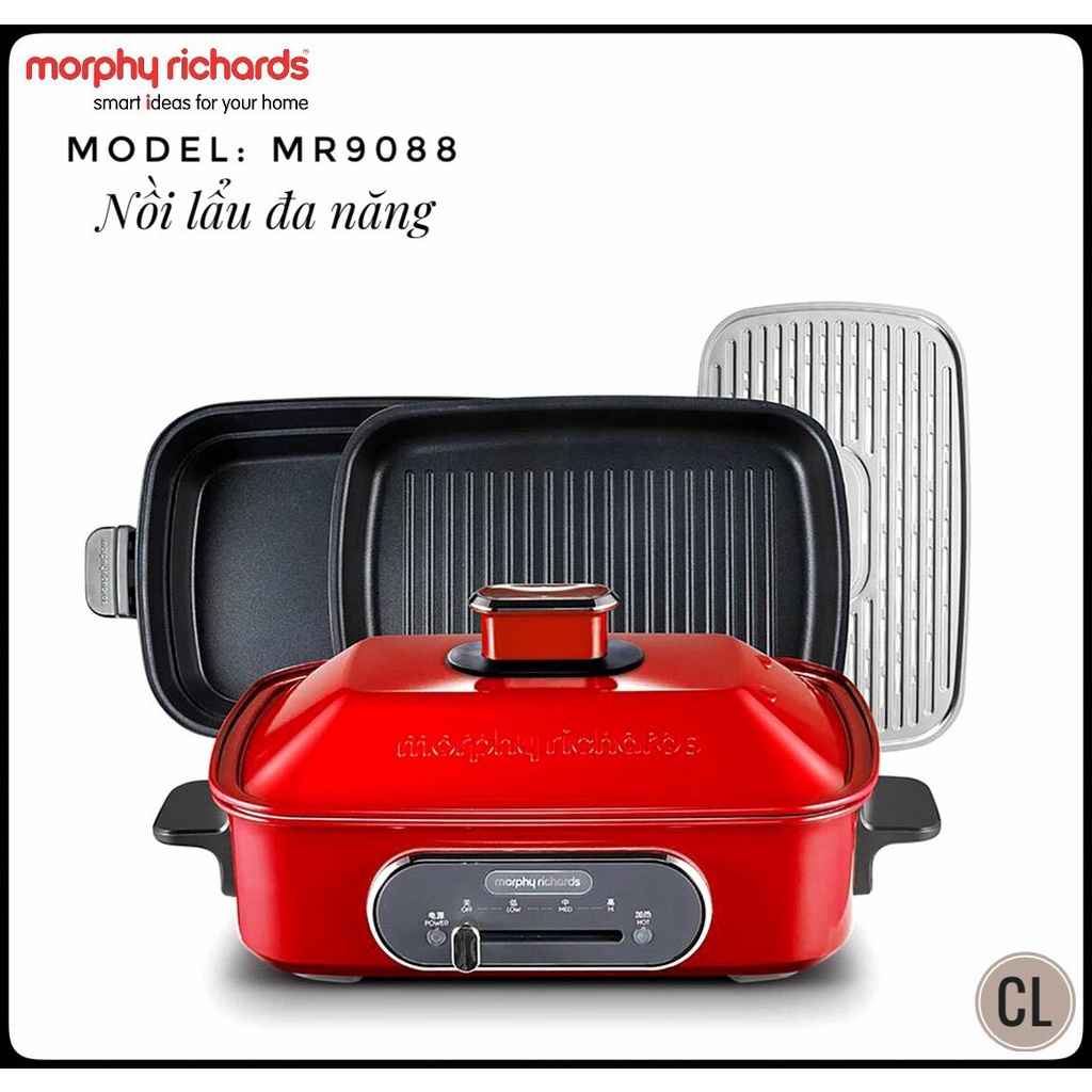 Nồi điện 3 trong 1 lẩu hấp nướng đa năng cao cấp Morphy Richards MR9088 - Chất liệu: Nhôm hợp kim - Công suất 1400W