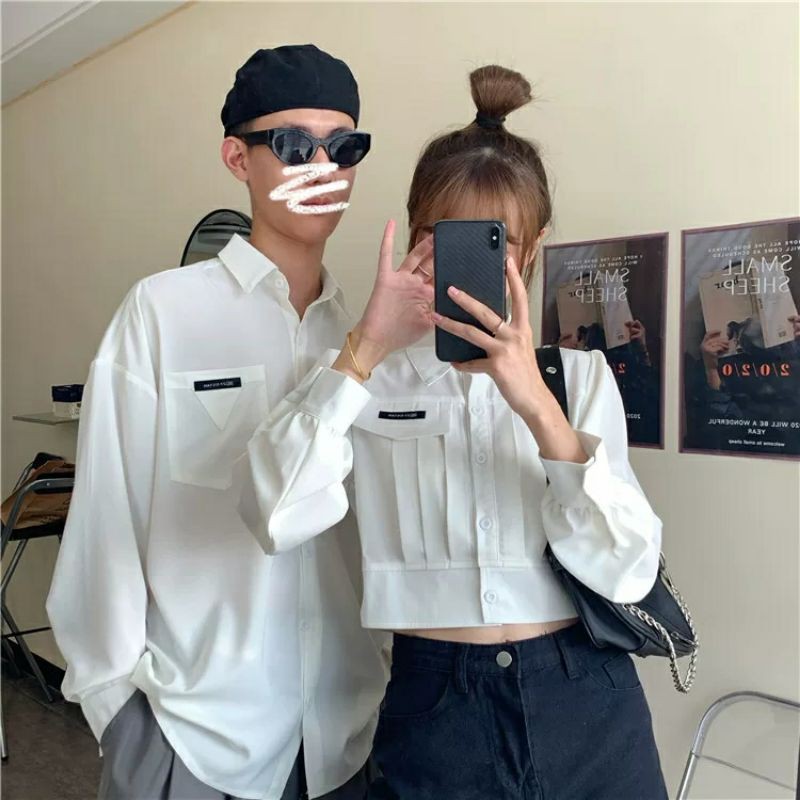 6:30PM Order Áo sơ mi ulzzang nam nữ đồ đôi tag croptop