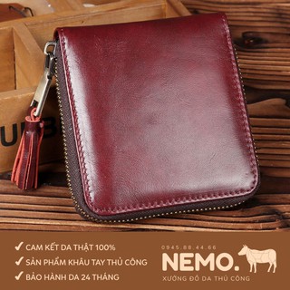 [Ví handmade] Ví hộp kéo khóa da bò thật 100% - VN005