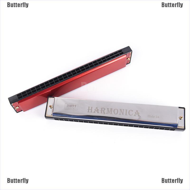 Kèn Harmonica 24 Lỗ Màu Bạc / Đỏ Dành Cho Người Mới Bắt Đầu