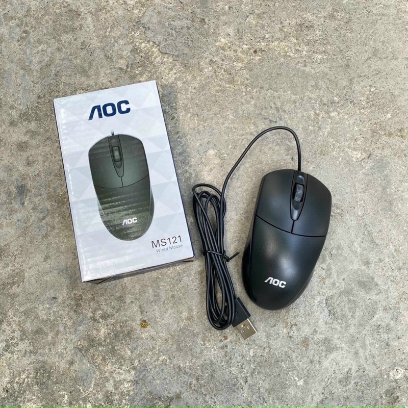 Chuột AOC MS121 có dây USB cảm biến quang học hiệu suất cao 1200 DPI với bề mặt mịn & con lăn cao su