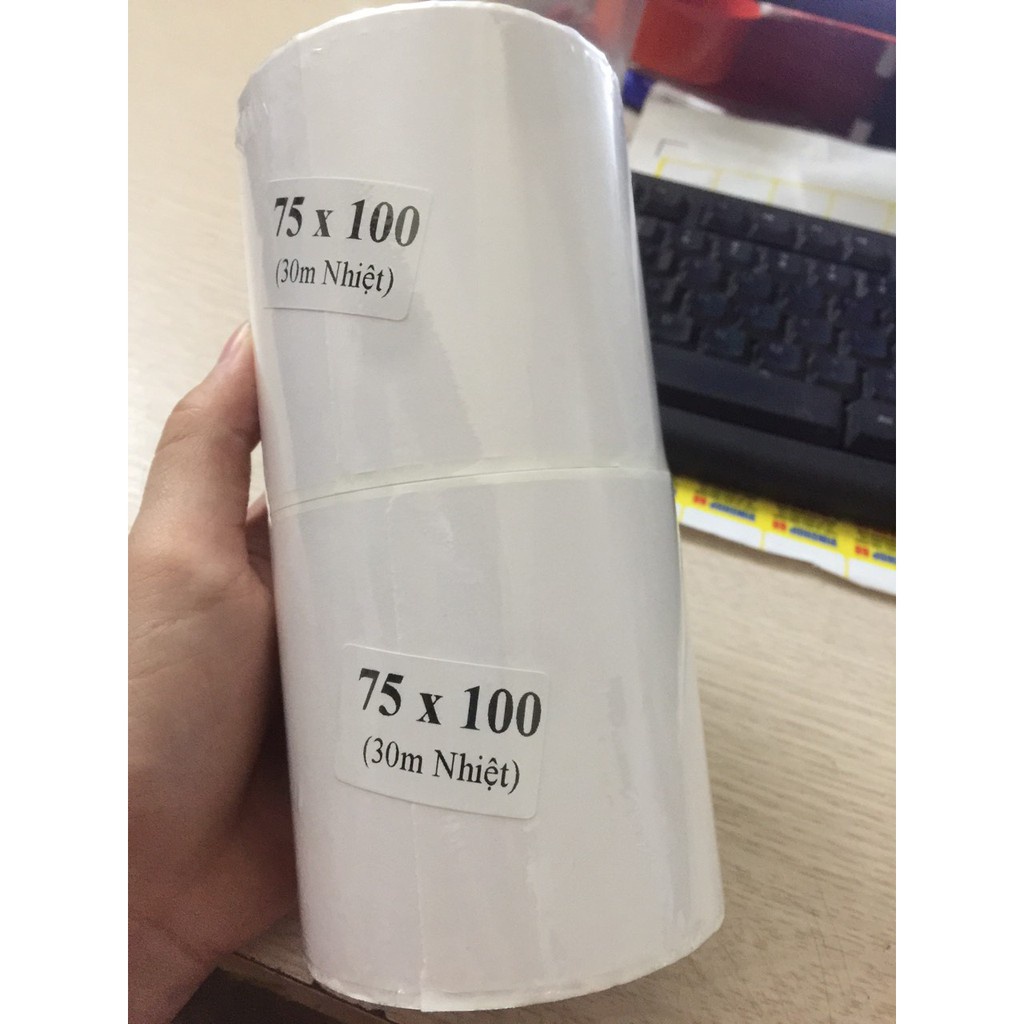 Tem nhiệt in 75x100 mm,7.5 x 10 cm, tem in Shoppe dài 30 mét, tem in đơn hàng A7