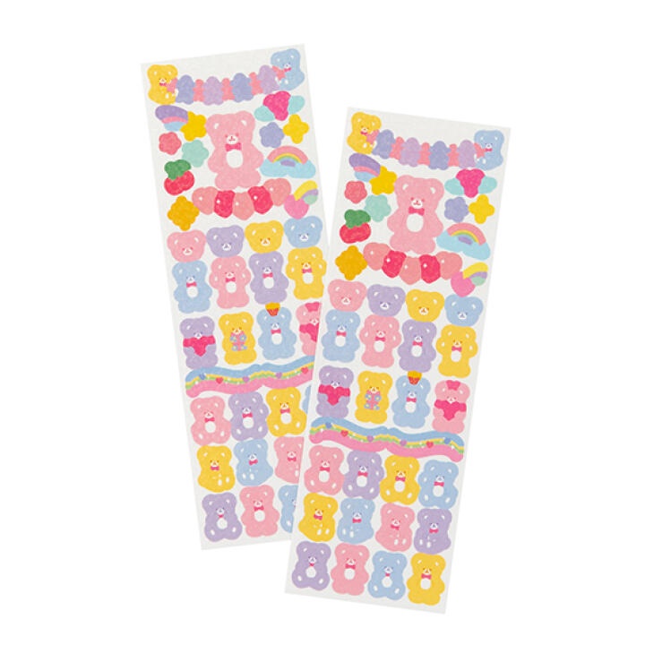Set 2 Tấm Sticker ARTBOX Hàn Quốc Hologram Hình Gấu Kẹo Dẻo Nhiều Màu Sắc