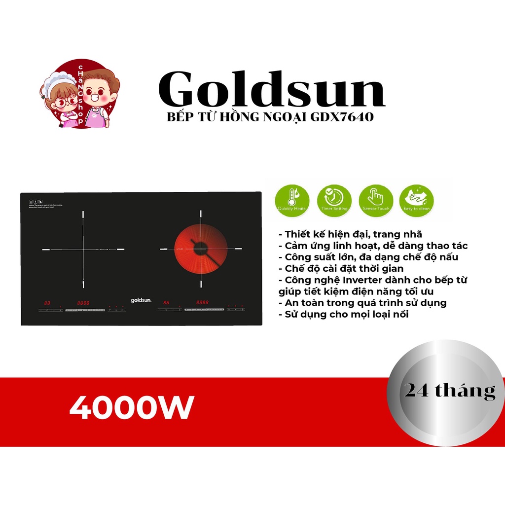 Bếp từ kết hợp hồng ngoại Goldsun GDX7640