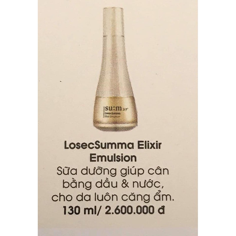 Sữa dưỡng cân bằng dầu và độ ẩm Su:m37 LosecSumma Elixir Emulsion 130ml tách set/ mỹ phẩm Ohui công ty chính hãng