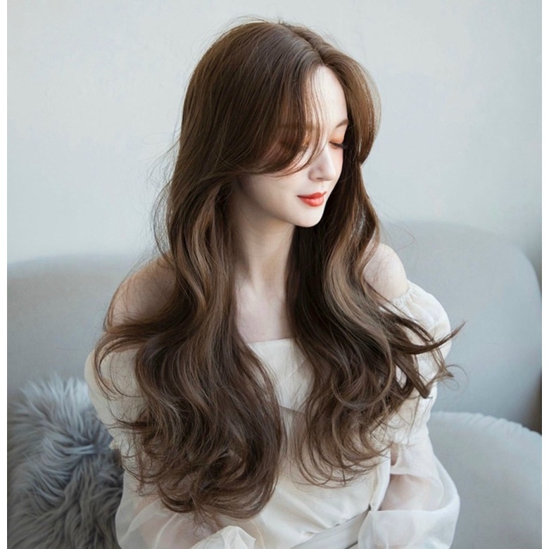 tóc giả 2 mái xoăn ❤️ freeship 50k❤️ tóc giả 2 mái hất xoăn+ tặng lưới chùm