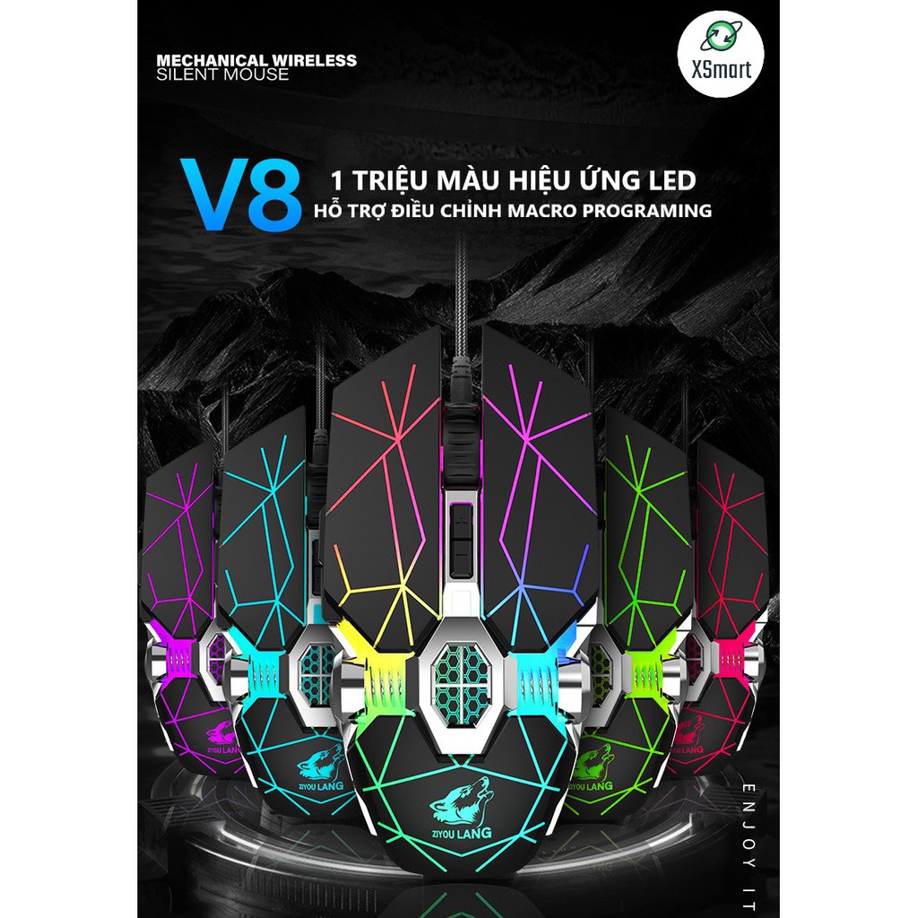 Chuột Gaming Siêu Khủng Esports V8 Super Gaming Kiểu Dáng Siêu Độc Lạ, Led RGB Tự Đổi Màu