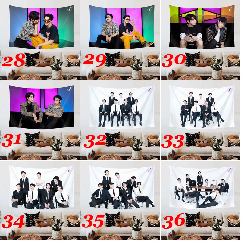 Thảm Treo Tường Trang Trí In Hình BTS Festa Kèm Kẹp Giữ Dành Cho Kỷ Niệm 9 Năm