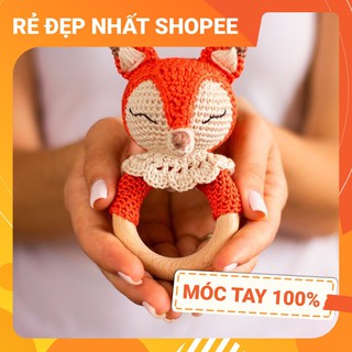 [FREESHIP 70K] Lục lạc cầm tay CÁO XINH 2, móc tay 100% len chất lượng cao, an toàn tuyệt đối cho bé tập cầm nắm