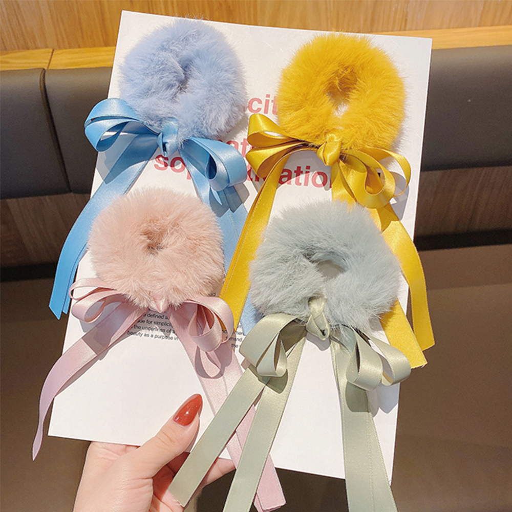 Dây Buộc Tóc Co Giãn Phối Lông Thời Trang Cho Nữ