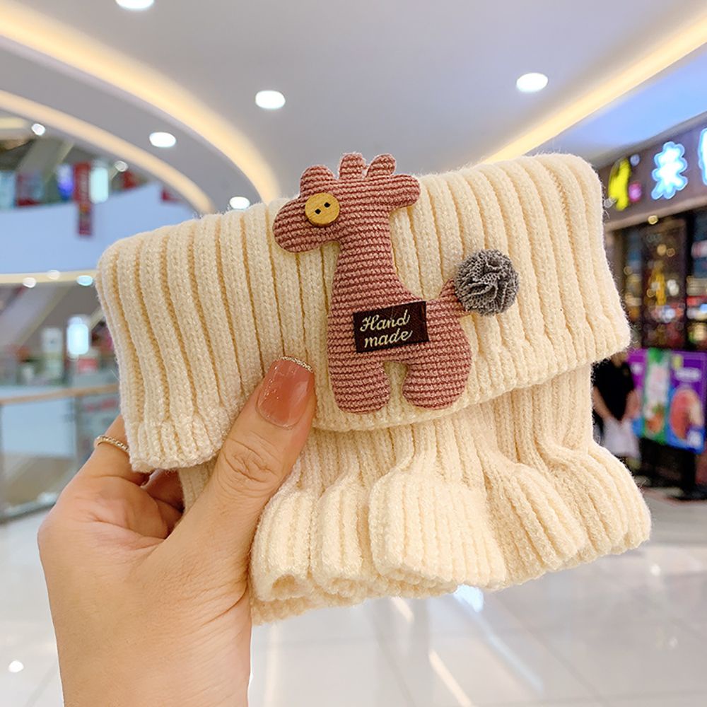 Khăn choàng cổ chất liệu len dệt kim dày dặn mềm mại giữ ấm họa tiết hoạt hình dễ thương cho bé gái