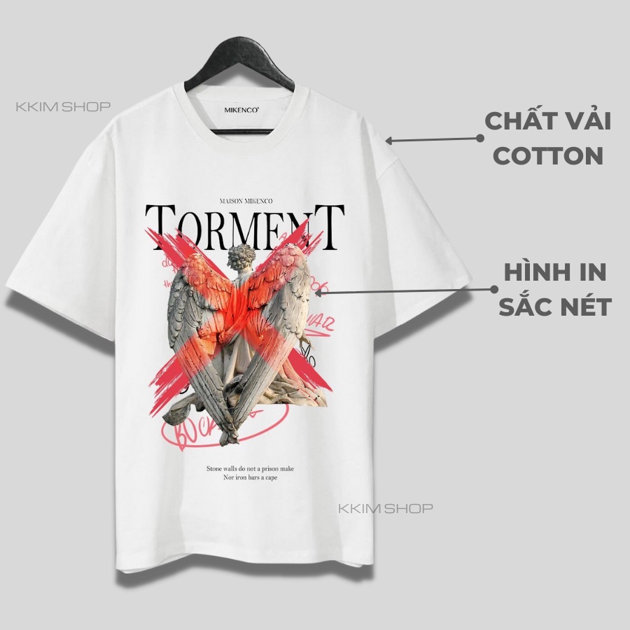 Áo Thun Tay Lỡ MIKENCO TORMENT, áo phông unisex Form rộng oversize, chất liệu Cotton. KKIM Shop