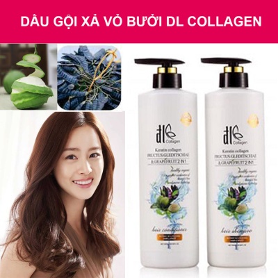 Cặp Dầu Gội Xả Bưởi Trắng DL COLLAGEN 850ML - Giảm Rụng Tóc, Phục Hồi Tóc Khô Xơ, Hư Tổn | Hàng Chính Hãng
