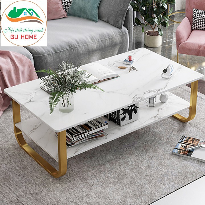 ( HOT) Bàn trà gỗ sofa, bàn trà phòng khách hoa văn đá cẩm thạch, kích thước 100x60x41 cm)