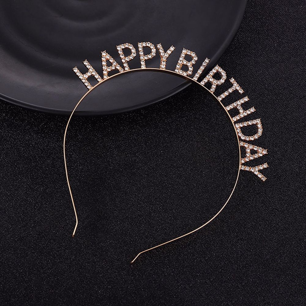 Băng đô bằng hợp kim hình vương miện ghi chữ chúc mừng sinh nhật nhiều màu sắc cho nữ