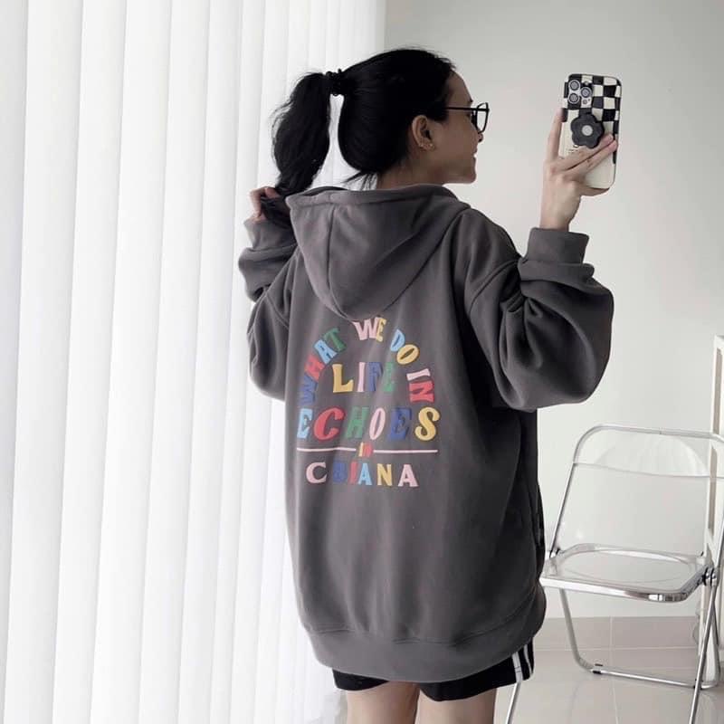 Áo Khoác Hoodie Nam Nữ from rộng hình in sắc nét, Áo Nỉ Unisex hàng khóa có mũ hai lớp