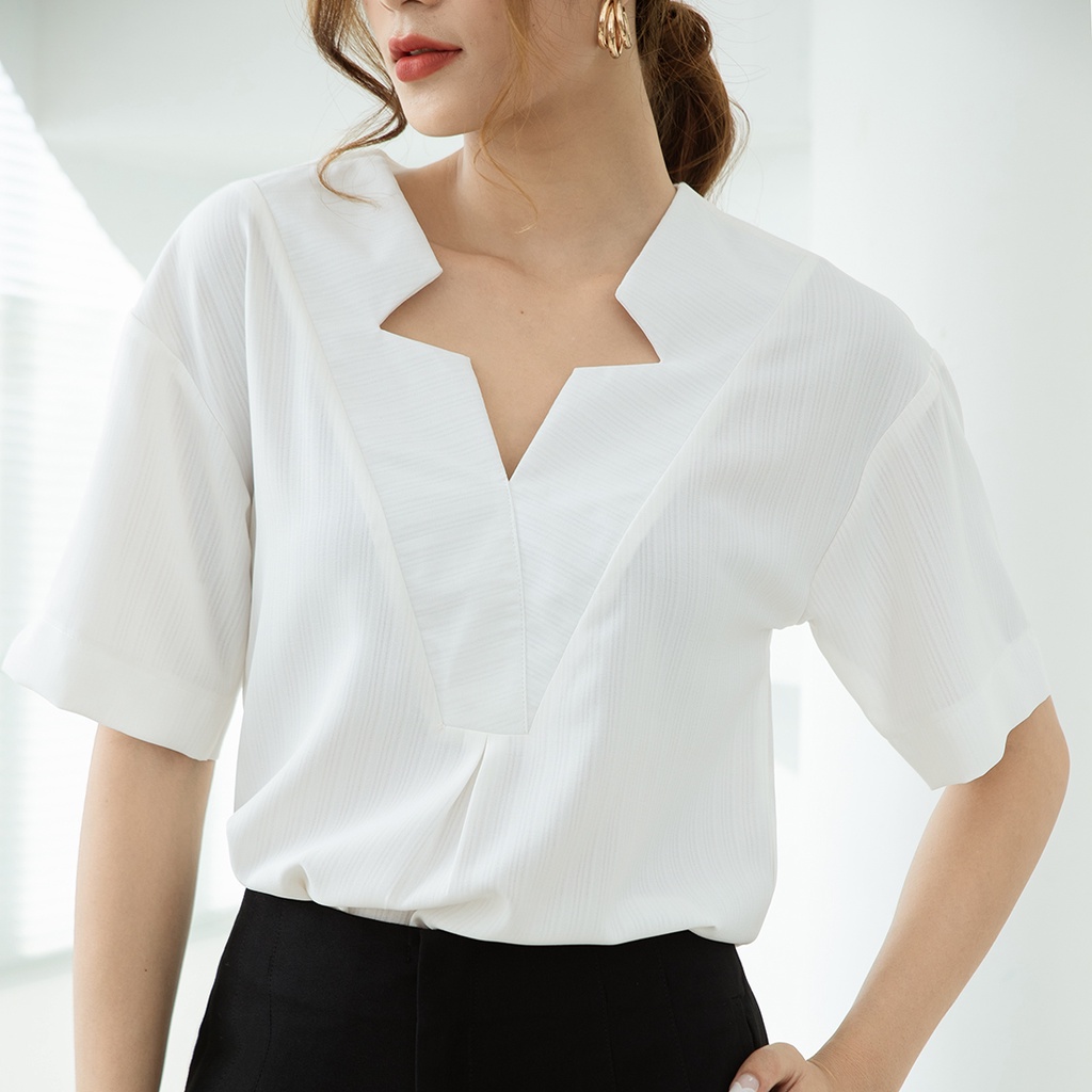 Áo kiểu công sở thời trang Eden cổ cách điệu - ASM164