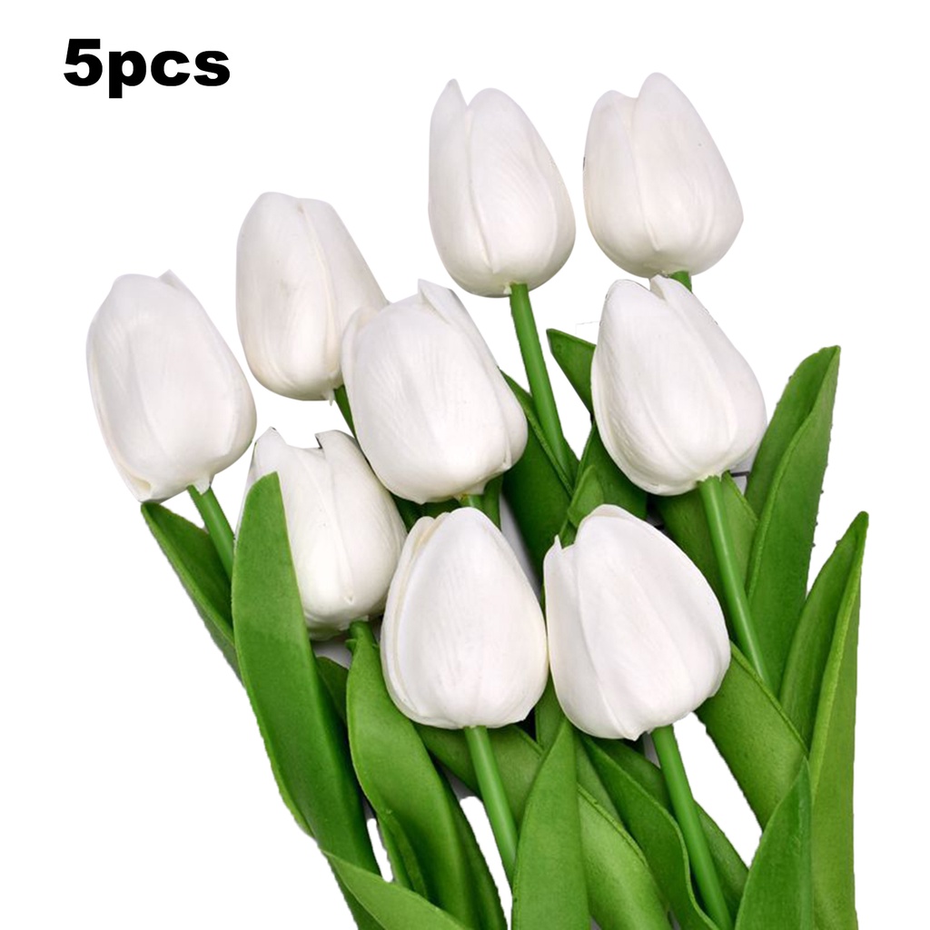 Bộ 5 Bông Hoa Tulip Giả Bằng Nhựa Sống Động Như Thật Trang Trí Nhà Cửa