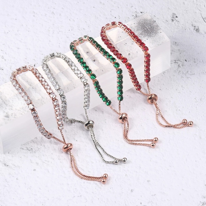 1 Vòng Tay Đính Đá Zircon Nhiều Màu Sắc Có Thể Điều Chỉnh Thời Trang Cho Nữ
