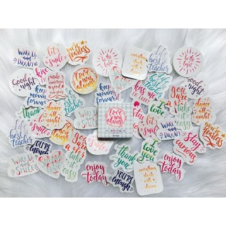 Hộp 40-45 sticker quote ngắn - hình dán chữ trang trí sổ