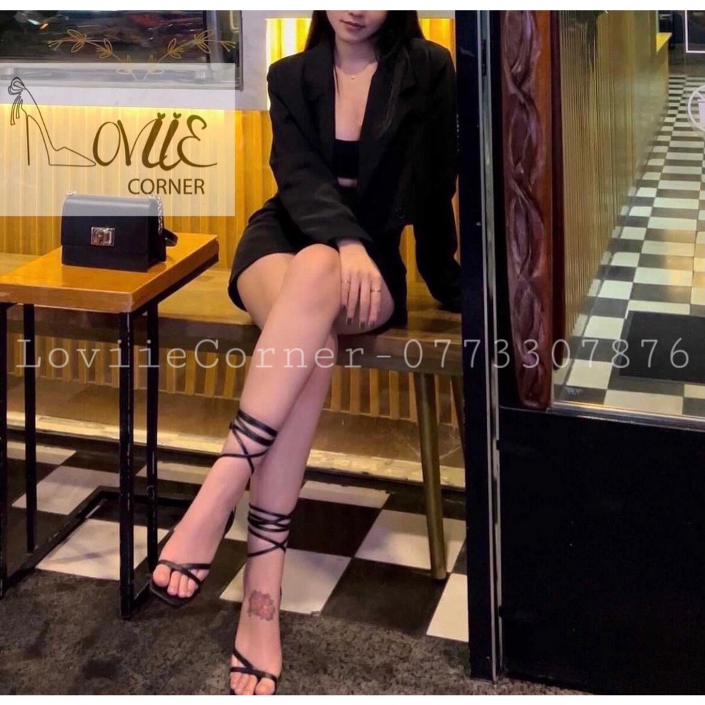 SANDAL CAO GÓT LOVIIECORNER - GIÀY SANDAL CAO ĐẾ NHỌN 7 PHÂN CHIẾN BINH CỘT DÂY G220307