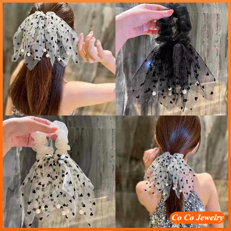 Dây Cột Tóc Ngọc Trai Trắng Đen Ngọt Ngào