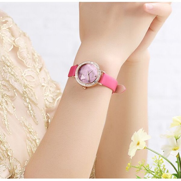 Đồng hồ nữ Julius Hàn Quốc JA-823 dây da ( Hồng )
