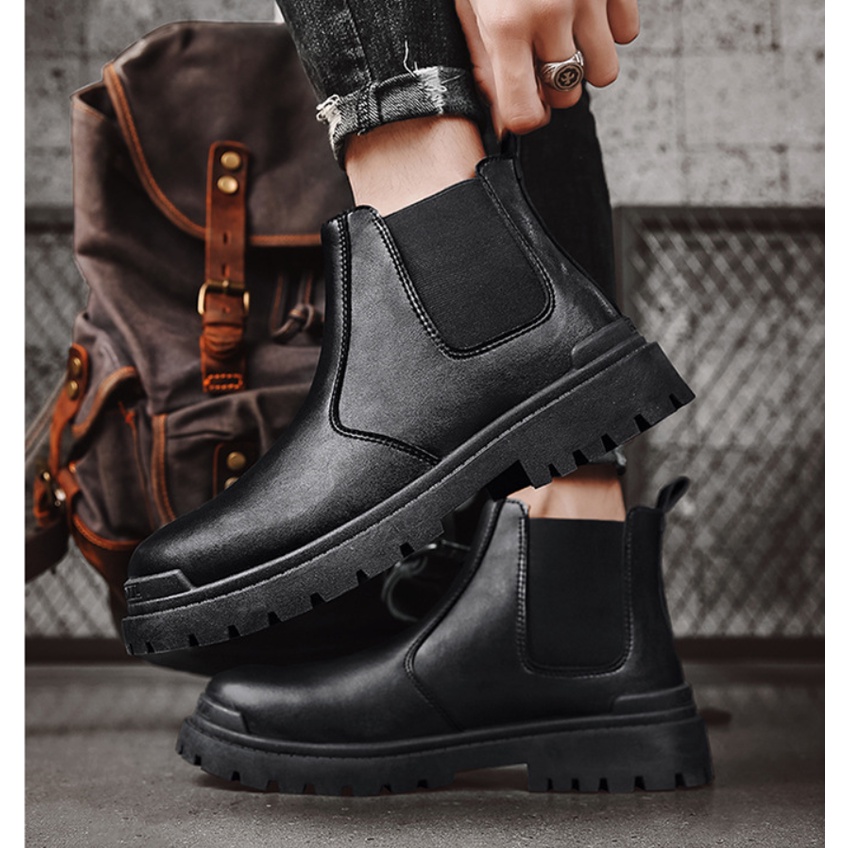 Bốt cổ cao - Giày bốt da nam - Chelsea boot - tăng chiều cao 7 cm SS1 new 2022
