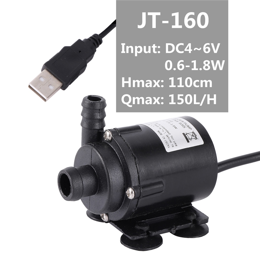 Máy Bơm Nước Mini JT-160A DC 6V 120L/H 12V 240L/H Cho Bể Cá