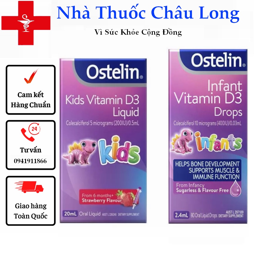 Vitamin D3 Ostelin, D3 Drops Ostelin 2.4ml, D3 Liquid Ostelin 20ml - Xuất xứ Úc