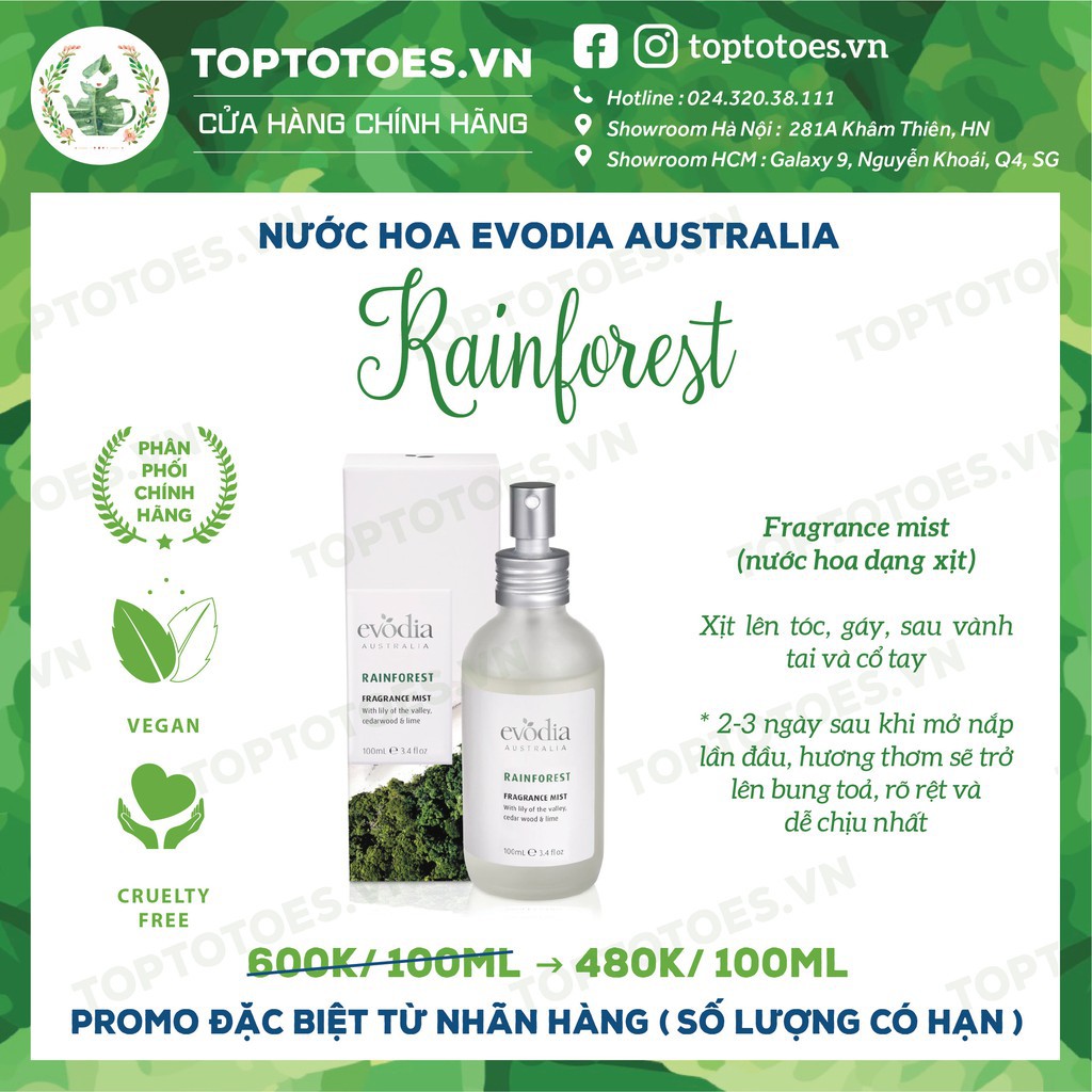 Nước hoa Evodia Australia RAINFOREST | BigBuy360 - bigbuy360.vn
