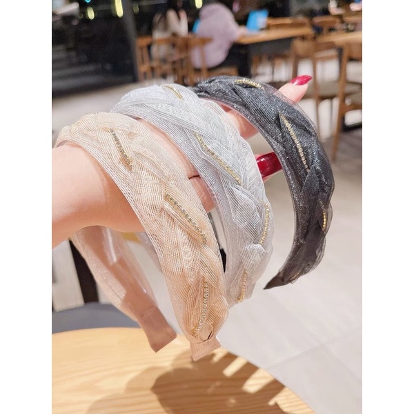 Băng đô tóc tiểu thư đính hạt đá nữ tính - Maben