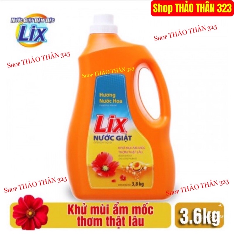 Nước Giặt Lix Đậm Đặc 3,6Kg Giặt Cửa Trên và Giặt Tay