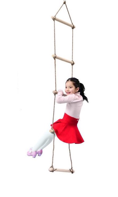 Xich đu dây leo 5 bậc bằng gỗ đồ chơi trẻ em trong nhà ngoài trời