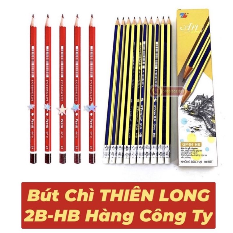 Bút chì 2B HB Thiên Long nét đậm chữ đẹp (combo 2 bút)