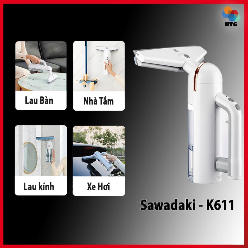 Máy Lau Kính Sawadaki K611 làm sạch bề mặt, Bàn Ăn, Cửa Sổ, Phòng Tắm, Xe Hơi, nhà bếp, không dây chính hãng