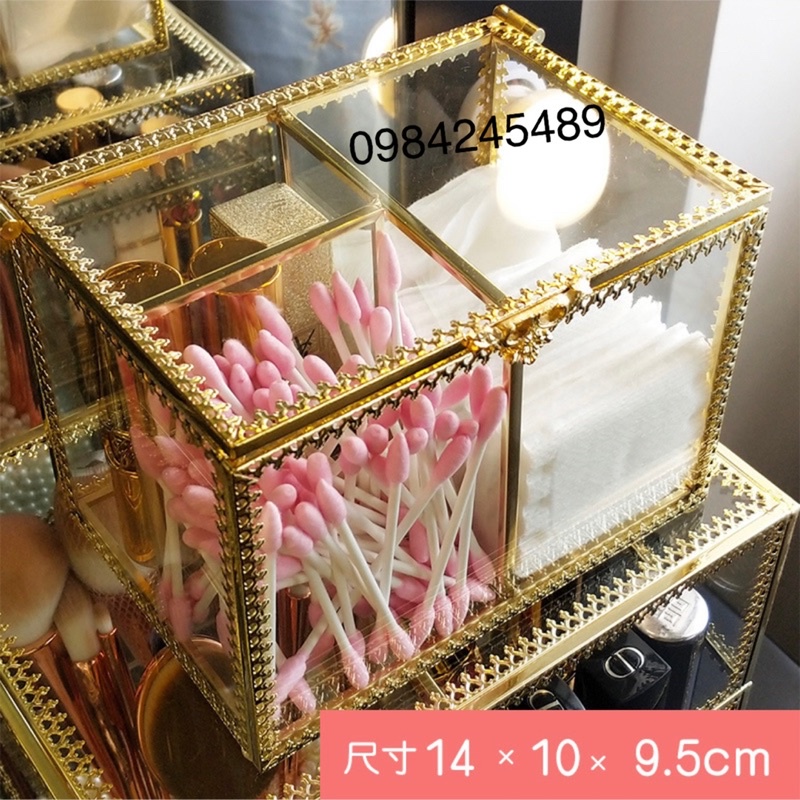 Hộp đựng bông tẩy trang golden