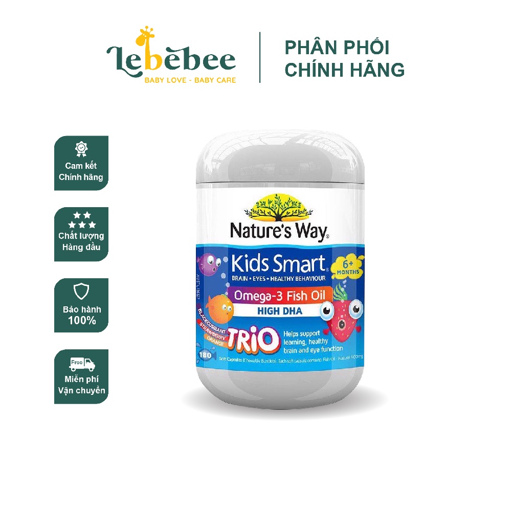 DHA Nature's Way Omega 3 Fish Oil Trio vị hoa quả cho bé từ 12 tháng