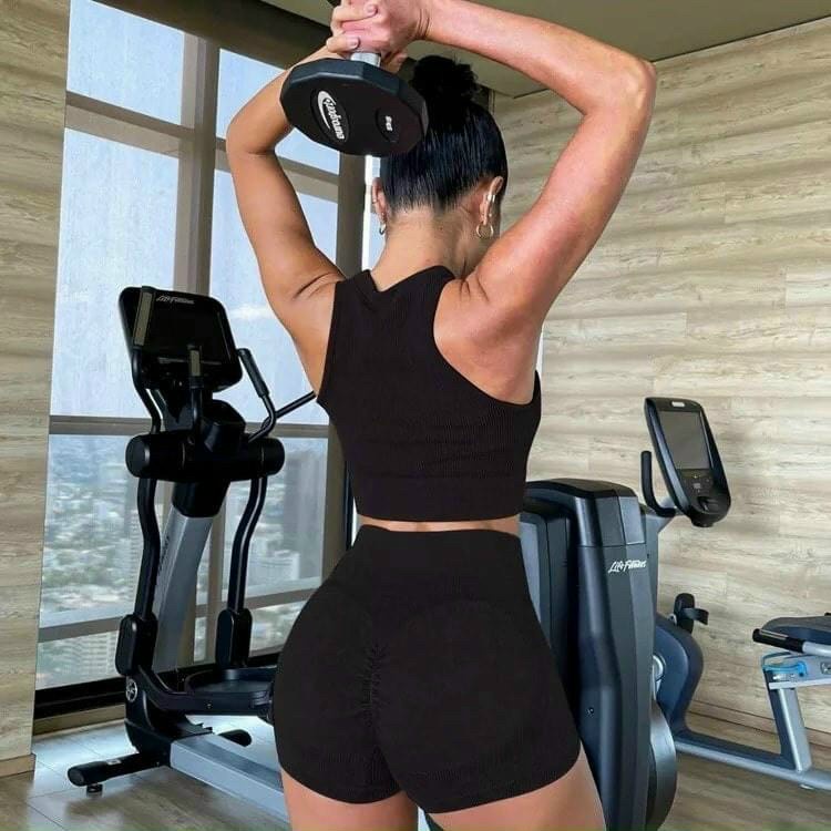 Set bộ đùi thể thao tập gym yoga nữ dệt kim cao cấp áo bra khóa kéo kèm mút quần đùi cạp cao chun mông Bin Sport BN050